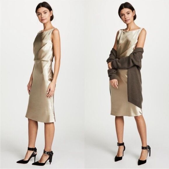 REVOLVE NILI LOTAN Anne Gold Metallic Midi Dress - Picture 4 of 10